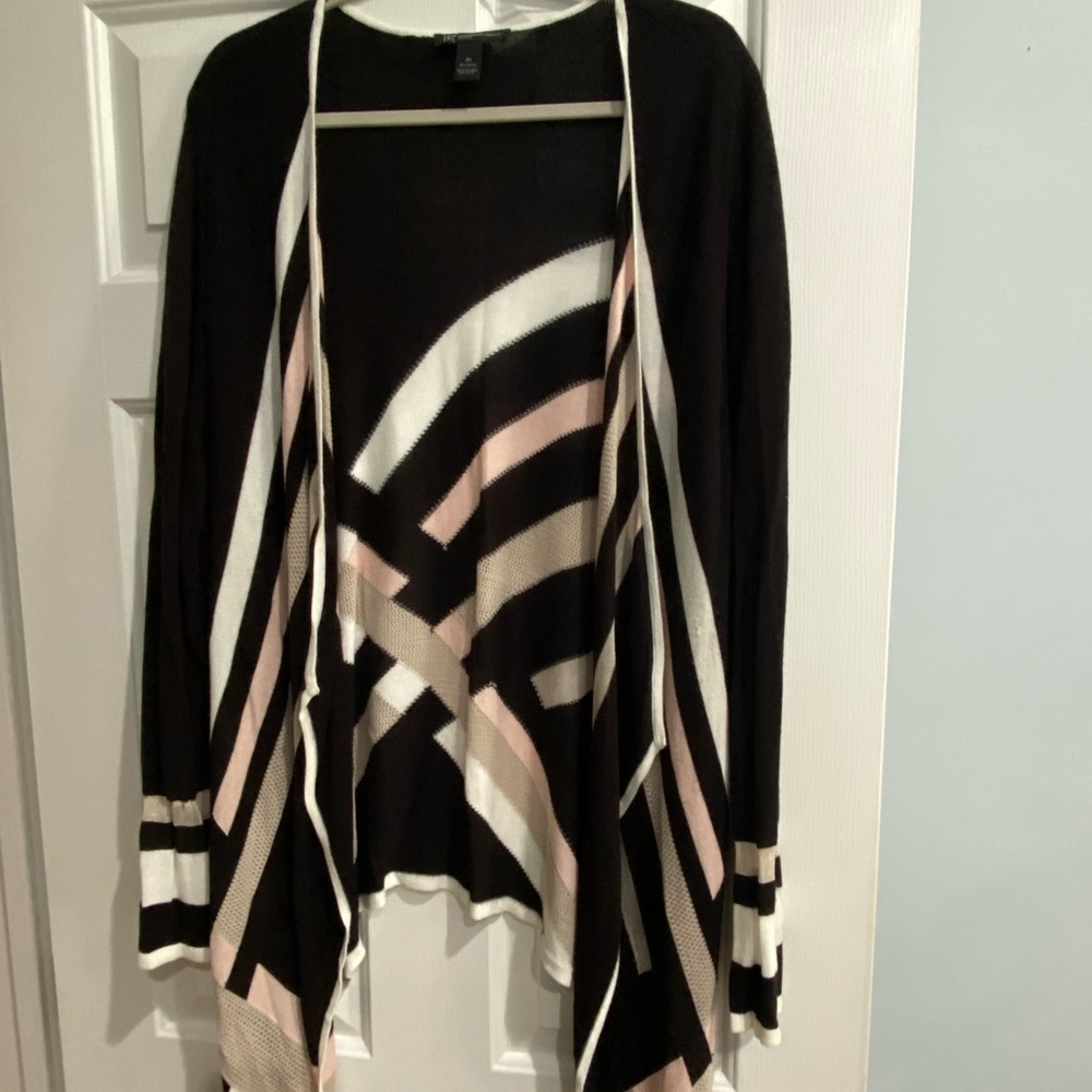 INC open sweater black,dust pink, beige & white 2X
